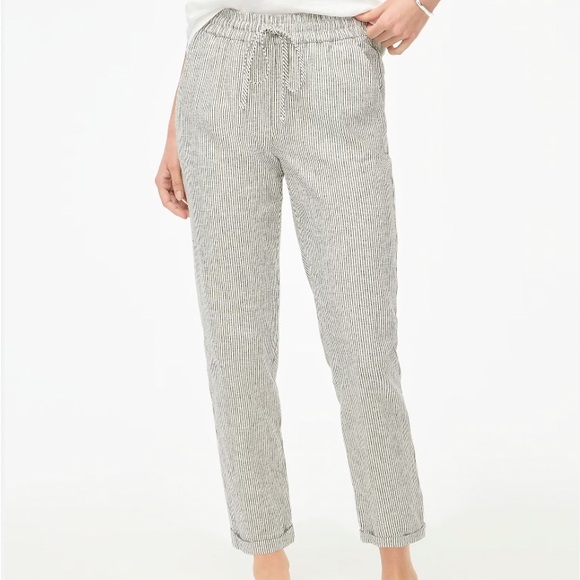 J. Crew Factory Pants - J.Crew Factory Striped Linen-Cotton Drawstring Pants Size 4